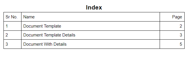 index page template for word